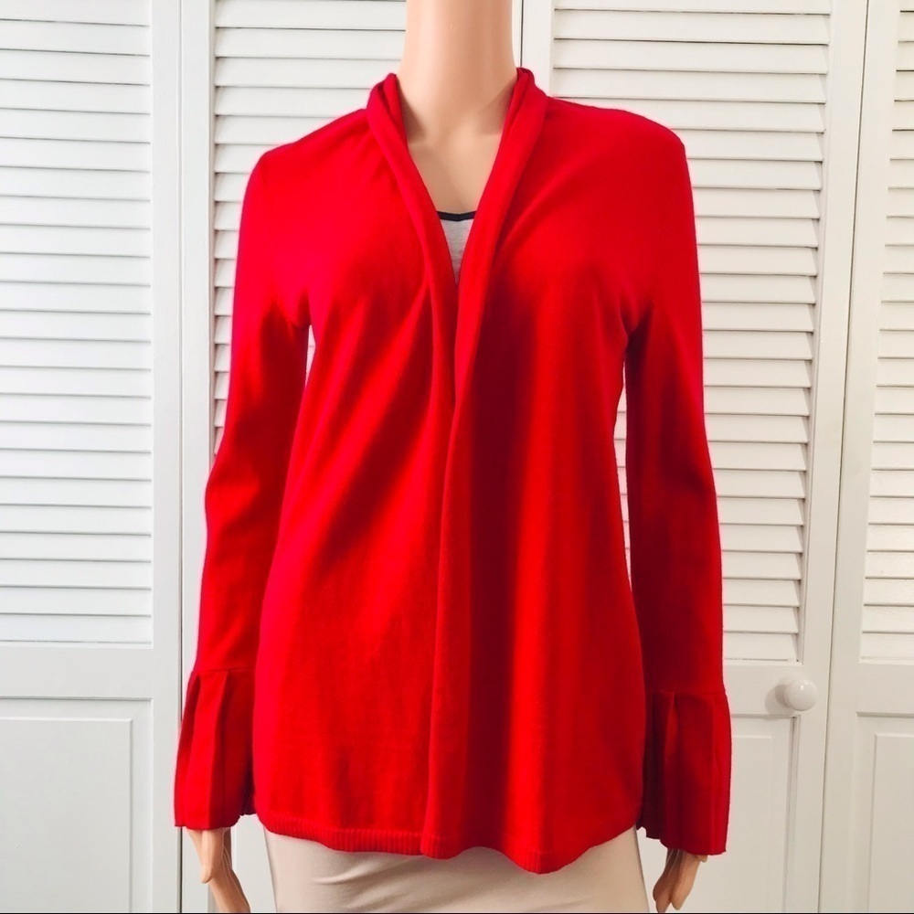 2/$25 TALBOTS Red Open Front Long Sleeve Cardigan Sweater Size Extra Small